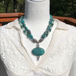 Sterling Silver Turquoise and Amethyst Necklace